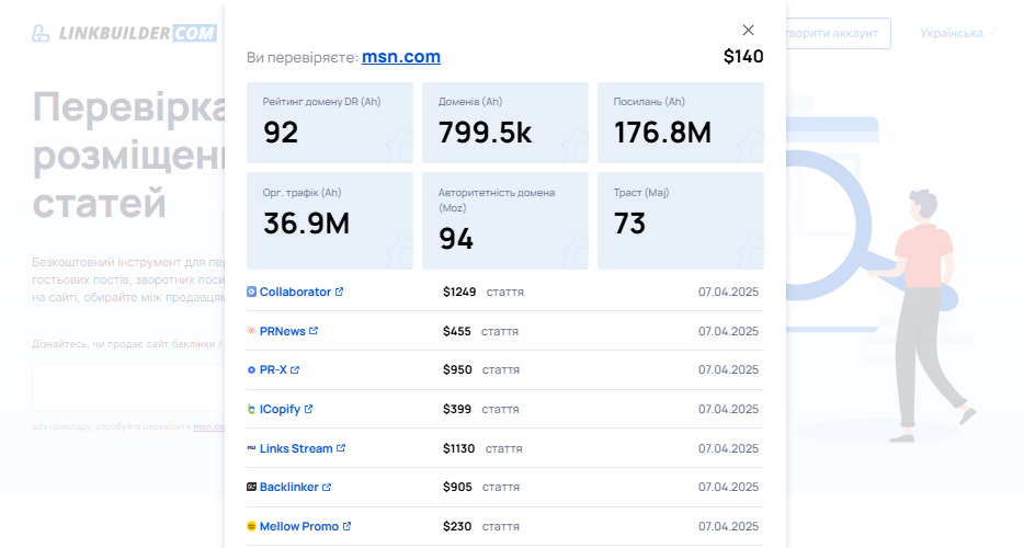 Безплатний інструмент Guest Post Website Audit від агенції LinkBuilder.com